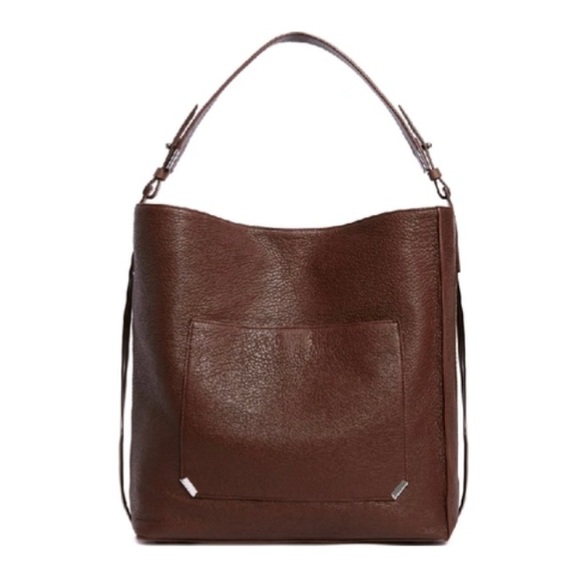 All Saints Handbags - All Saints Burgundy Leather Vincent North Tote Bag
